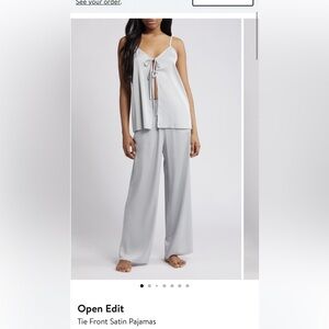 Open Edit open front tie satin pajamas size XL new with tags